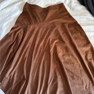 Soft Surroundings Rich Caramel Faux Suede A-Line Skirt